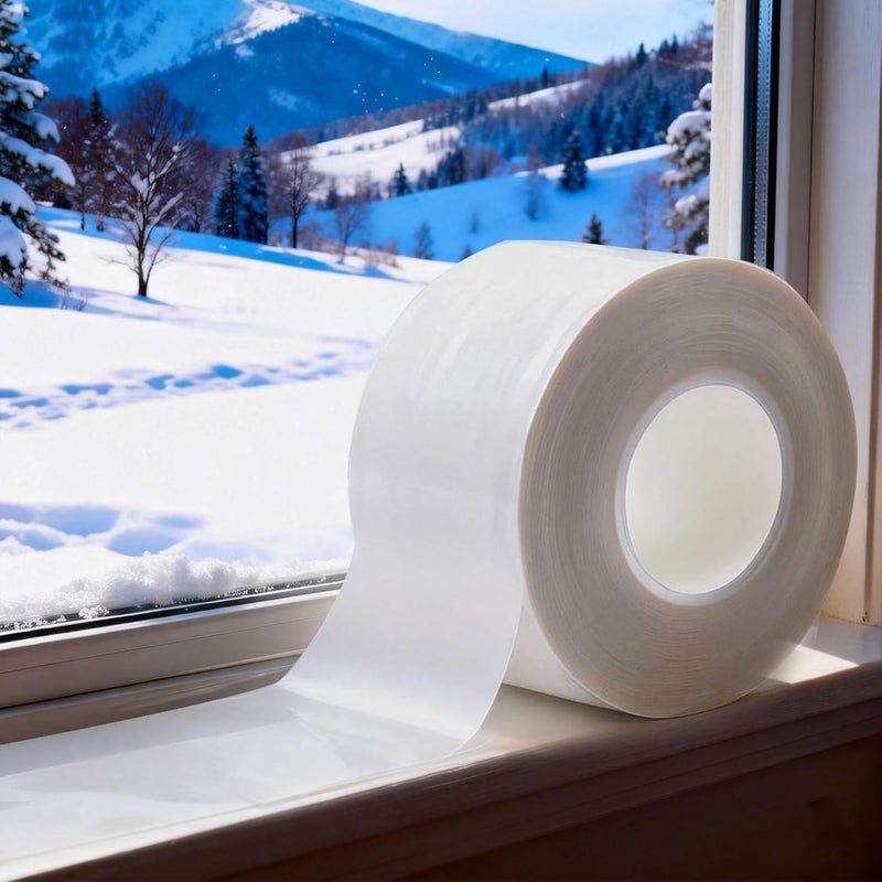 Sunroda Window Sealing Tape Weather Stripping 2 Inch x 50 Yards Clear Window Insulation Draft Isolation Sealing Film Tape for Shower Glass Gaps Seal Windproof, Residue Free(2 Inch x 50 Yards White) - Image 1
